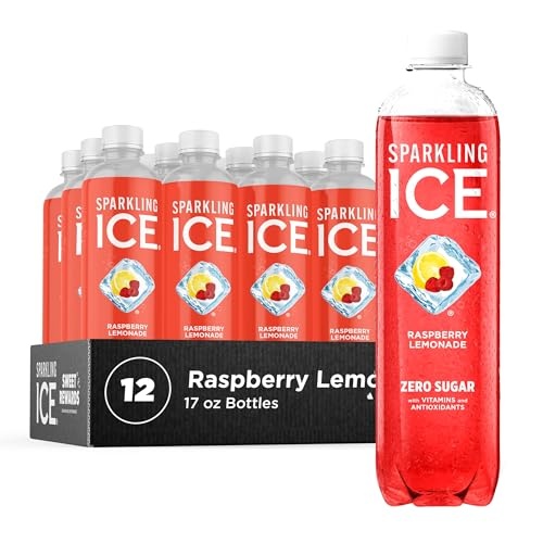 Sparkling Ice, Raspberry Lemonade Sparkling Water, Zero Sugar Flavored Water, with Vitamins and Antioxidants, Low Calorie Beverage, 17 Fl Oz Bottles (