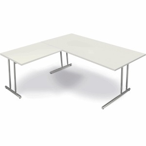 Schreibtisch Artline Holzdekor / Anbau C-Fuß 180x180x68-82cm Weiß