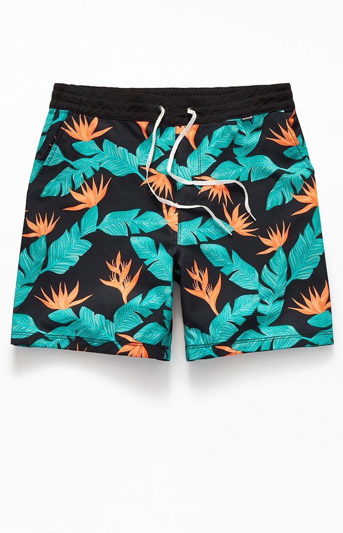 Hurley Men's Hanoi 17 Inch Volley Shorts - Allover Print Black