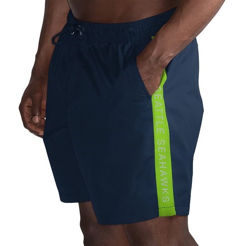 Seattle Seahawks G-III Sports by Carl Banks Volley Swim Trunks - College Navy/Neon Green