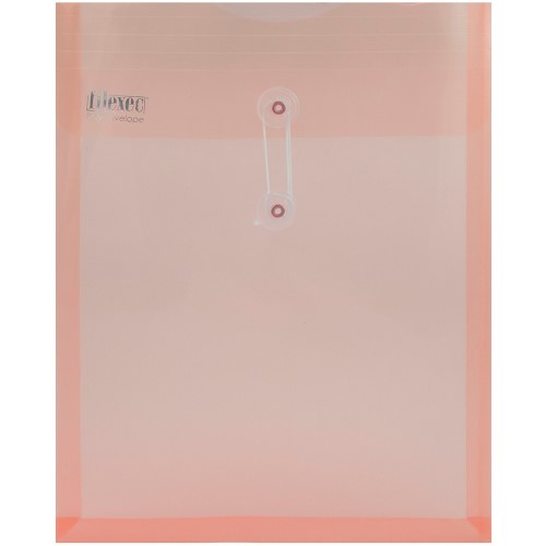 JAM Paper Plastic Envelopes with Button & String Tie Closure, Letter Open End, 10 1/4' X 13', Pink Frosted -108/pack