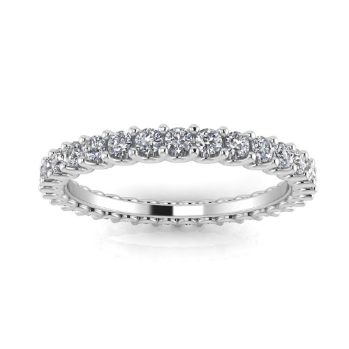 Round Brilliant Cut Diamond Shared Prong Set Eternity Ring in 14K White Gold (0.5 Ct. T.w.), Ring Size 7.5