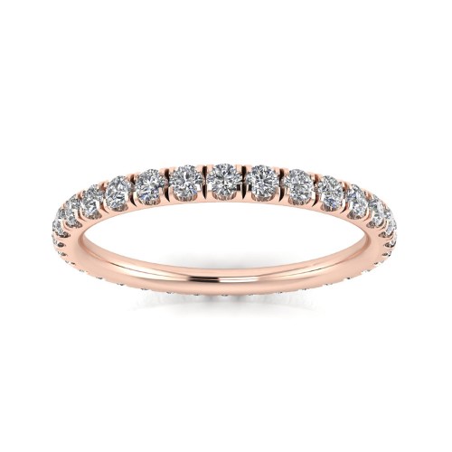Round Brilliant Cut Diamond Split Prong Set Eternity Ring in 14K Rose Gold (0.5 Ct. T.w.), Ring Size 7