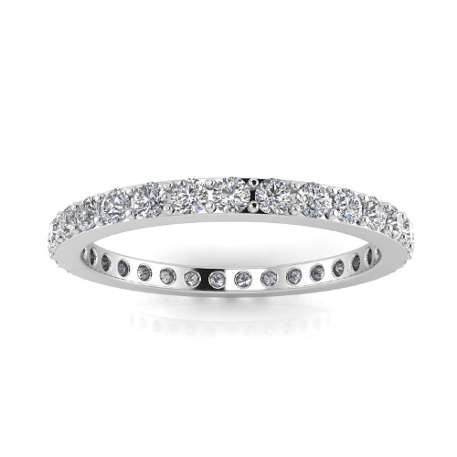 Round Brilliant Cut Diamond Pave Set Eternit Eternity Ring in 14K White Gold (0.5 Ct. T.w.), Ring Size 8