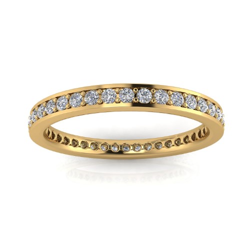 Round Brilliant Cut Diamond Channel Pave Set Eternity Ring in 18K Yellow Gold (0.5 Ct. T.w.), Ring Size 7.5