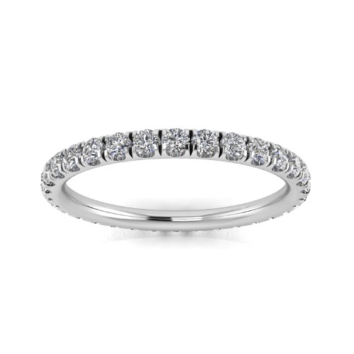 Round Brilliant Cut Diamond Split Prong Set Eternity Ring in 18K White Gold (0.5 Ct. T.w.), Ring Size 7