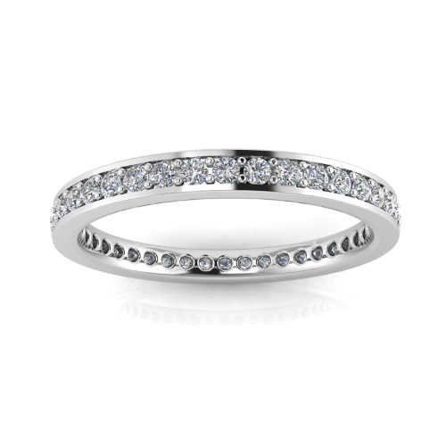 Round Brilliant Cut Diamond Channel Pave Set Eternity Ring in Platinum (0.5 Ct. T.w.), Ring Size 7.5