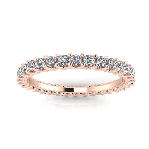 Round Brilliant Cut Diamond Shared Prong Set Eternity Ring in 14K Rose Gold (0.5 Ct. T.w.), Ring Size 7.5