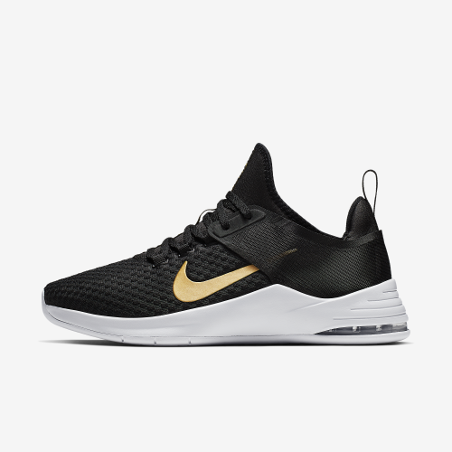 Nike Women's Air Max Bella TR 2 Training Shoes (10, Black/Metallic Gold-Vast Gray)
