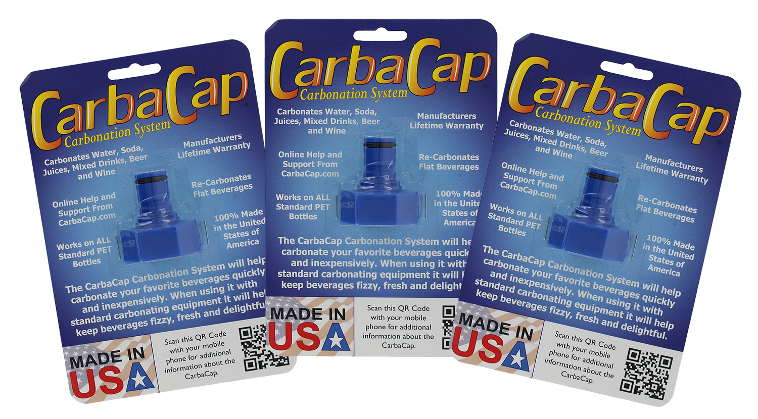 CarbaCap Carbonation System C02 Coupling to Carbonate Soda Beer Juice Water Set of 3