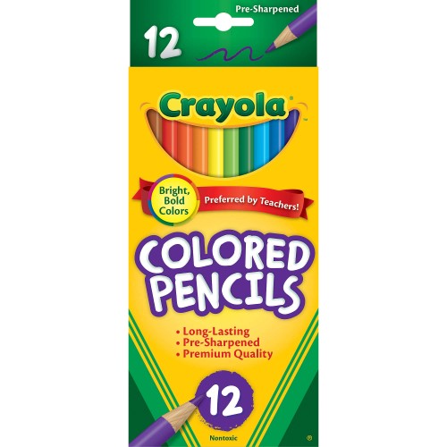 Crayola Colored Pencils  Assorted Colors  Pre-sharpened  Adult Coloring  12 Count