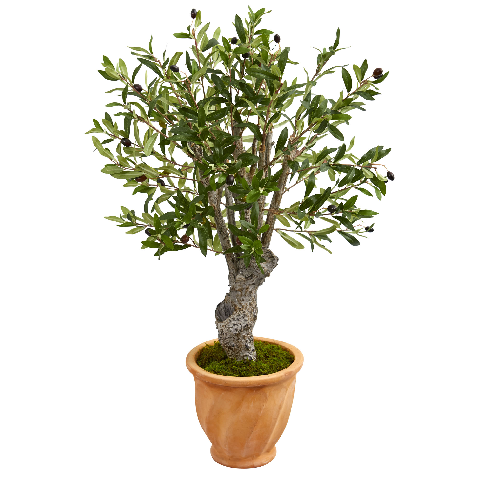 Nearly Natural 3  Olive Artificial Tree in Terracotta Planter