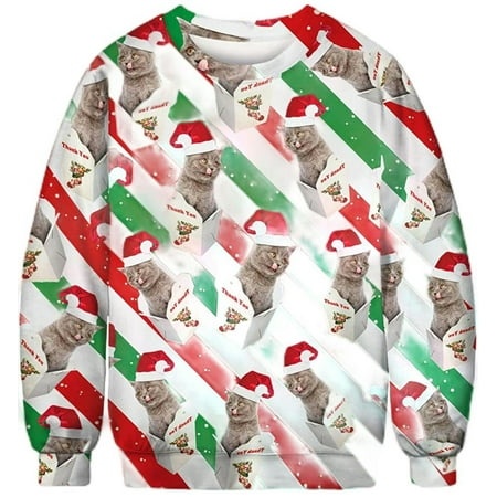 3D Printed Christmas Funny Pattern Couple Hooded Sweatshirt Fashionable Pullover Top-YL-0036-S