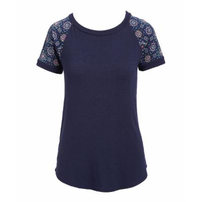 Cool Melon Women's Tee Shirts Dark - Dark Navy Abstract Raglan Tee - Women & Plus