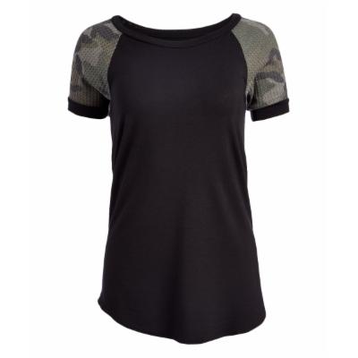 Cool Melon Women's Tee Shirts Black - Black & Gray Camo Raglan Tee - Women & Plus