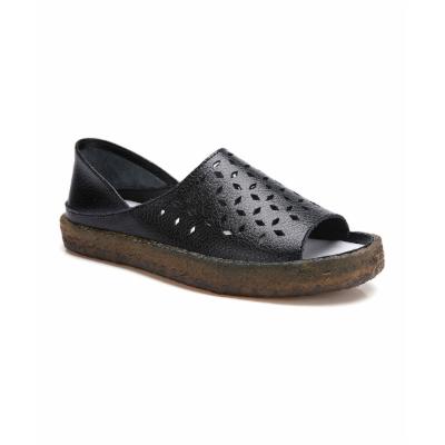 Pattrily Women's Sandals Black - Black Cutout Leather Peep-Toe Sandal