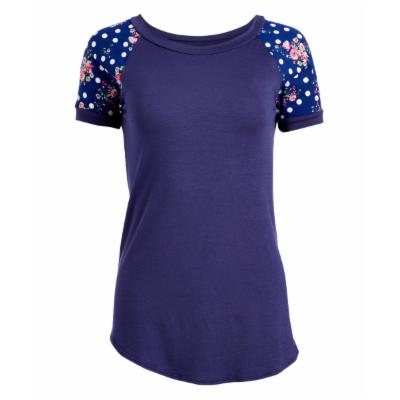 Cool Melon Women's Tee Shirts Navy - Navy Floral Polka Dot Raglan Tee - Women