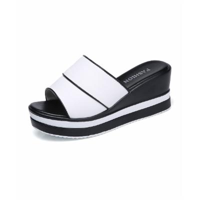 Pattrily Women's Sandals White - White Thick-Strap Leather Wedge Sandal - Women