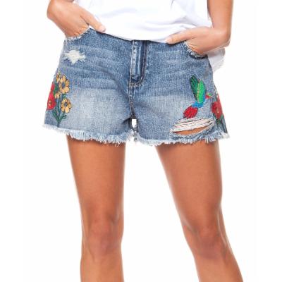 Devoted Women's Casual Shorts 13122-LIGHT - Light Blue Embroidered Denim Shorts - Women