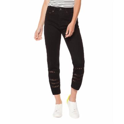 Devoted Women's Denim Pants and Jeans 10001-BLACK - Black Embroidered Fray-Hem Skinny Jeans - Women