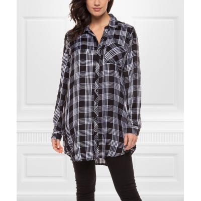 Devoted Women's Button Down Shirts 90655-BLACK/WHITE - Black & White Plaid Button-up Tunic - Women