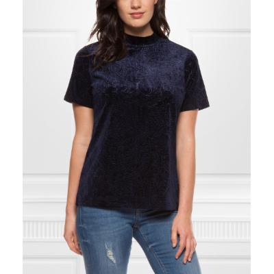 Devoted Women's Blouses 13097-TRUE - True Indigo Velvet Jacquard Top - Women