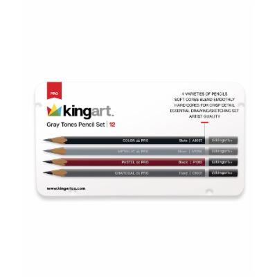 KINGARTTM Colored Pencils - 12-Ct. Gray Tones Pencil Set in Tin Case