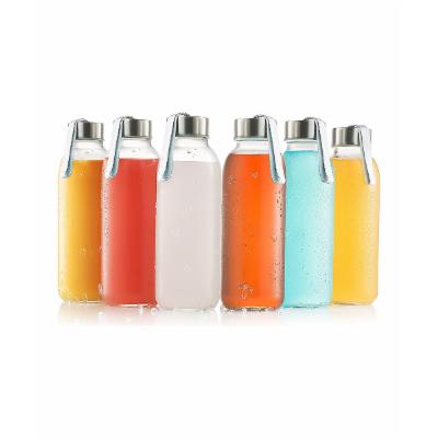 Home It  Food Storage Containers  - 16-Oz. Glass Water Bottles- Set of Six