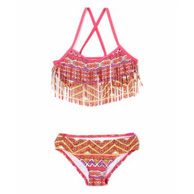 Kanu Surf Girls' Bikini Bottoms Multi - Fuchsia Carrie Fringe Bikini - Toddler & Girls
