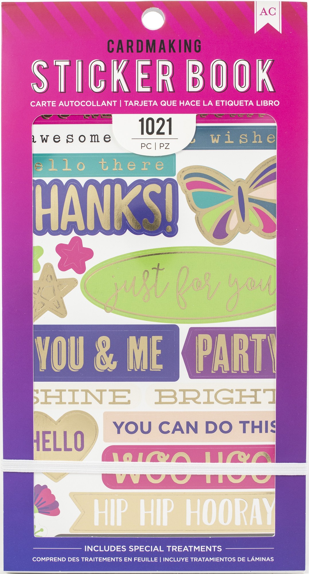 American Crafts 4.75  X 9  Wishes for You Sticker Book W/Gold Foil Accents - 30 Pages  1021 Pieces