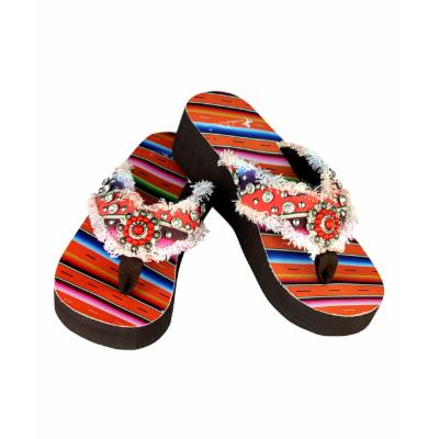 Montana West Women's Flip-Flops CL - Red Frayed Edge Serape Flip-Flop - Women