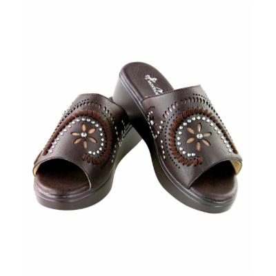 Montana West Women's Sandals COFFEE - Coffee Studded Swirl Star Platform Wedge Slide - Women
