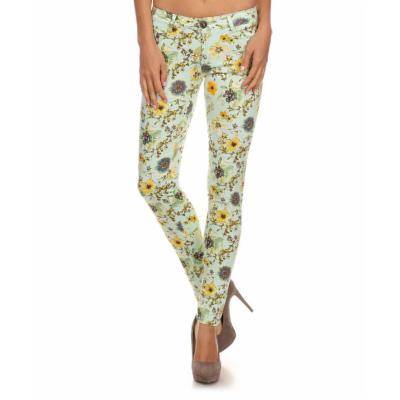 Miss Kitty Couture Women's Casual Pants Mint - Mint Floral Emperial Premium Pants - Juniors