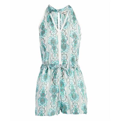 GO COCO Women's Rompers MINT - Mint & White Paisley Crochet-Collar Romper - Juniors