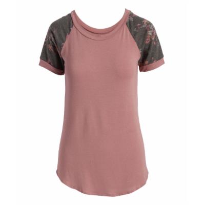Cool Melon Women's Tee Shirts Mauve - Mauve & Purple Floral Raglan Tee - Women