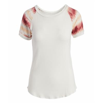 Cool Melon Women's Tee Shirts Ivory - Ivory & Wine Tie-Dye Raglan Tee - Women & Plus