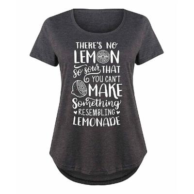 Instant Message Plus Women's Tee Shirts HEATHER - Heather Charcoal 'There's No Lemon So Sour' Scoop Neck Tee