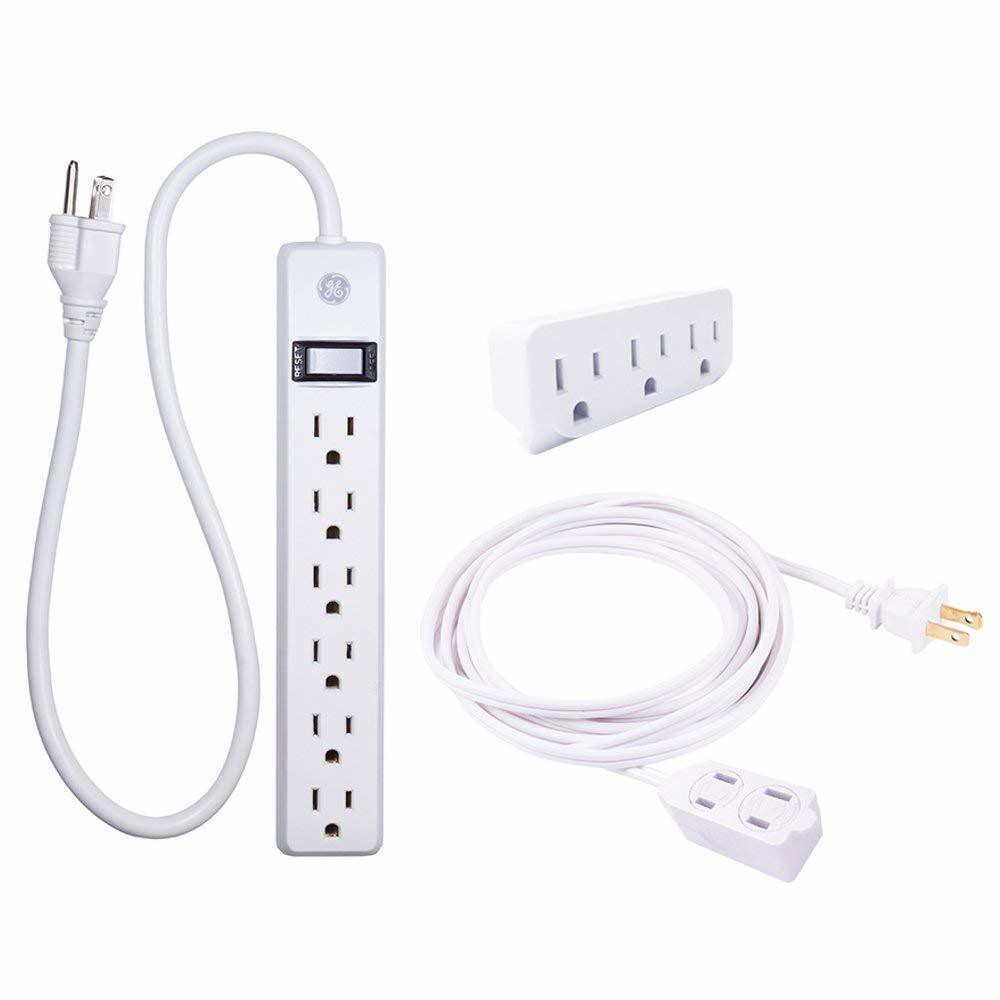 General Electric 6' Power Pack Outlet Strip/3 Outlet Extension Cord Wall Adapter