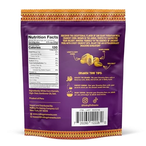 Corn Crunchy Nuts Coated with Sea Salt - Light & Airy Corns with Sunflower Oil - Delicious Corn Snacks for an Extra Layer of Salad Topping (28 Oz) thumbnail