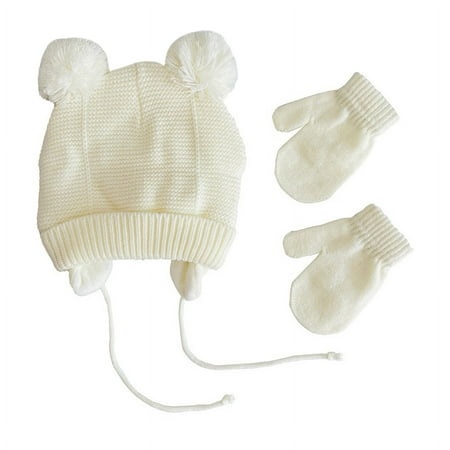 Newborn Winter Beanie Hat Gloves Set for Baby Girls Boys  Infant Toddler Warm Knitted Hat Gloves  Unisex-Baby Beanies