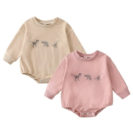 2-Pcs Newborn Baby Girl Fall Clothes Long Sleeve Crewneck Sweatshirt Romper Onesie Oversized Sweater