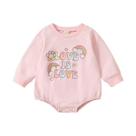Newborn Baby Girl Fall Clothes Long Sleeve Crewneck Sweatshirt Romper Printing Onesie Oversized Sweater