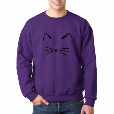 New Way 1128 - Crewneck Cat Whiskers Silhouette Heart Nose Sweatshirt 4XL Purple