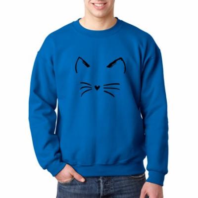 New Way 1128 - Crewneck Cat Whiskers Silhouette Heart Nose Sweatshirt 3XL Royal Blue