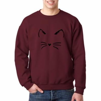 New Way 1128 - Crewneck Cat Whiskers Silhouette Heart Nose Sweatshirt 4XL Maroon