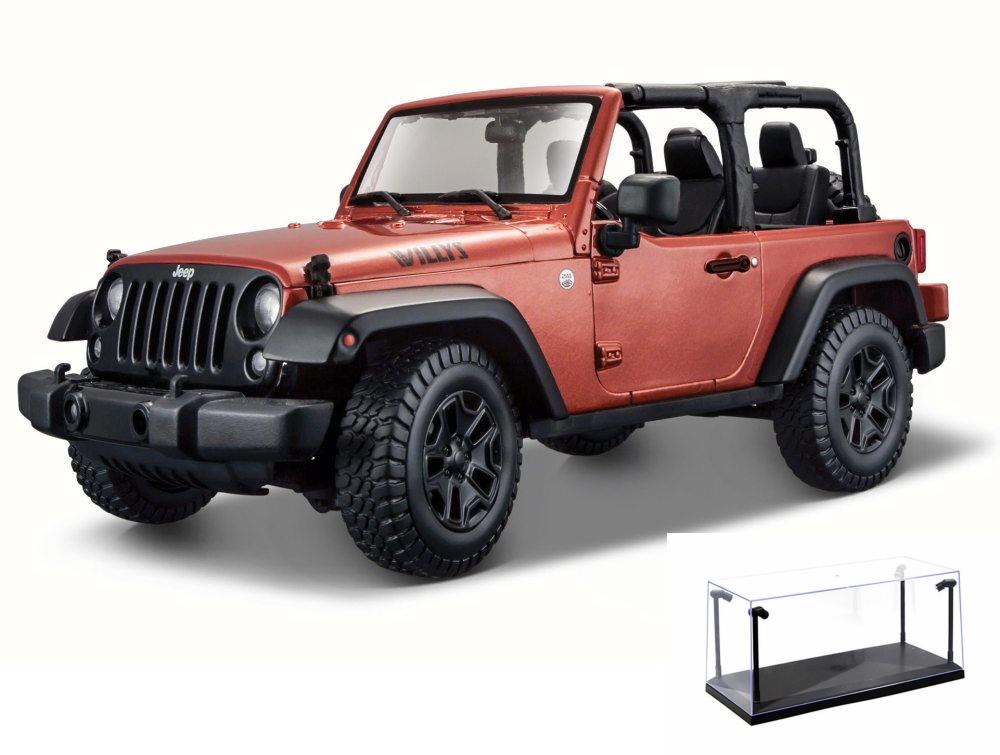 Diecast Car & LED Display Case Package - 2014 Jeep Wrangler Topless, Copper - Maisto 31610 - 1/18 Scale Diecast Model Toy Car W/LED Display Case