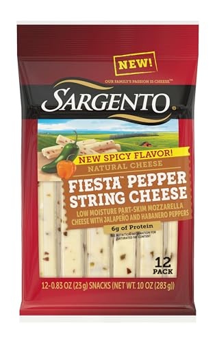 Sargento Fiesta Pepper String Cheese Natural Cheese Snacks, 12-pack
