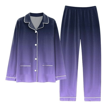 SZXZYGS Womens Nightgown Women Pajamas Matching Set Holiday Pajamas Women S Classic Button Down Long Satin Pajama Set with Pockets 7796