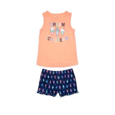 Lightning Bug Peach Sand Ice Cream Girls 4-16 2 Piece Tank and Shorts Pajama Set