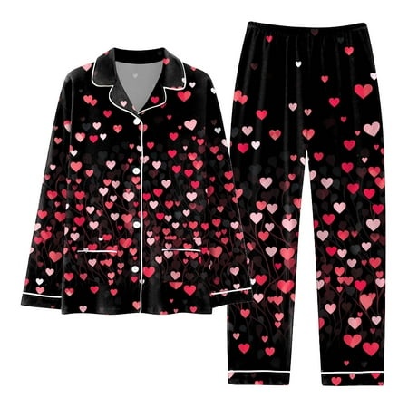 SZXZYGS Womens Nightgown Women Pajamas Matching Set Holiday Pajamas Women S Classic Button Down Long Satin Pajama Set with Pockets 9318